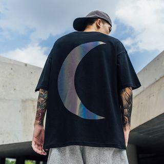 Reflective Moon-print Loose T-shirt