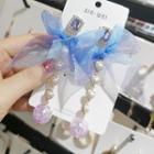 Faux Pearl Mesh Bow Dangle Earring As Shown In Figure - One Size
