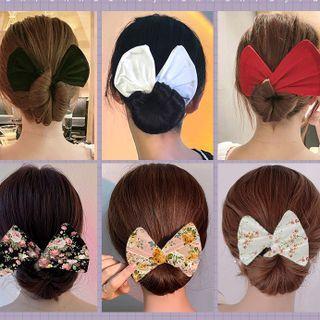 Set Of 1 / 2 / 3 / 4 : Floral Print / Plain Wired Hair Tie (assorted Designs)