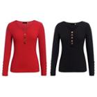Long-sleeve V Neck Knitted Top