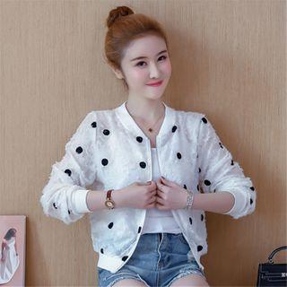 Dotted Fringed Zip Jacket