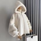 Fleece Zip-up Hooded Jacket White - One Size