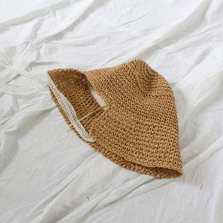 Lace-trim Raffia Hat