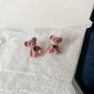 Sterling Silver Bear Stud Earring / Clip-on Earring