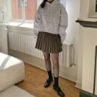 Houndstooth Accordion-pleated Mini Skirt