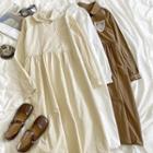 Long-sleeve Plain Pocket Maxi Dress