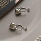 Heart Drop Earring E280 - Silver - One Size