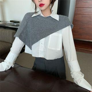 Plain Knit Shawl / Plain Crop Blouse