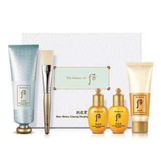 The History Of Whoo - Gongjinhyang Han Honey Ginseng Sleeping Mask Special Set: Sleeping Mask 80ml + Brush 1pc + Inyang Balance 20ml + Emulsion 20ml + Foam Cleanser 40ml 5pcs