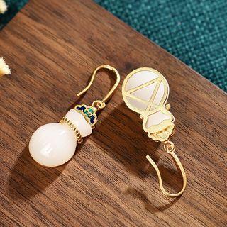 Faux Gemstone Enamel Dangle Earring Cp606 - 1 Pair - Gold - One Size