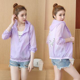 Butterfly Print Hooded Zip Jacket