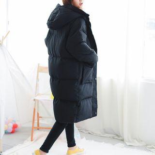 Padded Hooded Buttoned Long Coat