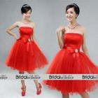 Strapless Bow-accent Short Prom Dress