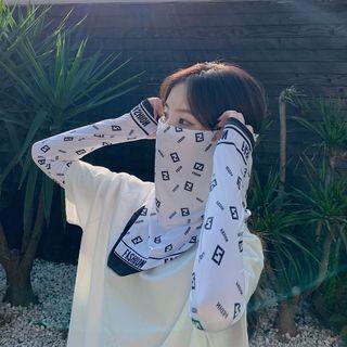 Set: Alphabet Sun Protection Arm Sleeve + Face Mask S - White - One Size