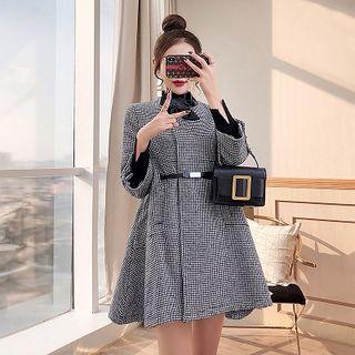 Houndstooth A-line Coat Dress