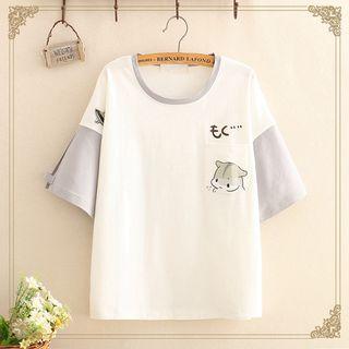 Short-sleeve Hamster Print T-shirt