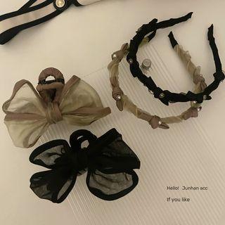 Rhinestone Mesh Headband / Bow Hair Claw