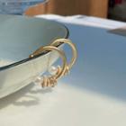 Faux Pearl Rhinestone Alloy Hoop Earring 1 Pair - Earrings - S925 Silver - Gold - One Size