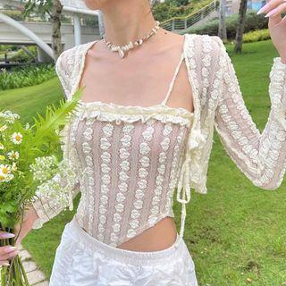 Set: Lace Camisole Top + Shrug