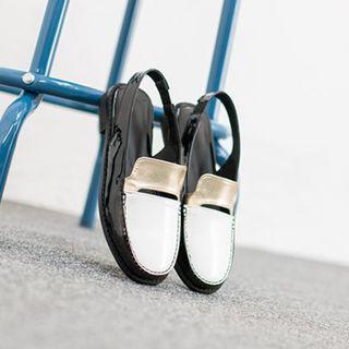 Color-block Patent Sling-back Flats