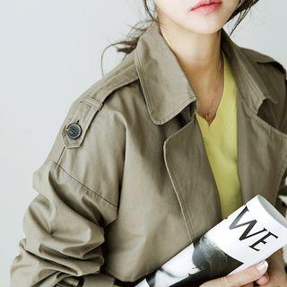 Flap Double-breasted Trench Jacket With Belt