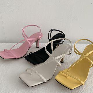 Pin-heel T-strap Sandals