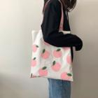 Contrast Strap Fruit Print Tote Bag Light Pink Apple - Beige - One Size
