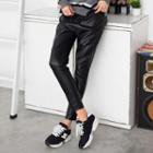 Slim-fit Faux Leather Pants Black- One Size