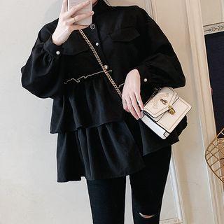 Irregular Hem Ruffle Blouse