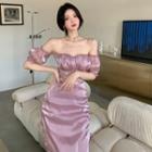 Off-shoulder Lace Slim-fit Dress