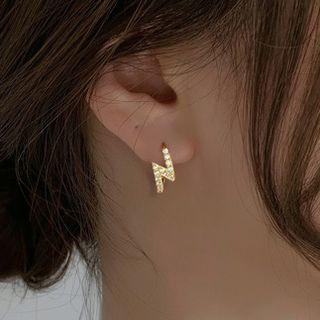 Rhinestone Lettering Stud Earring 1 Pair - Gold - One Size