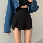 High-waist Plain Slim-fit Skorts
