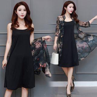 Set: Floral Light Jacket + Sleeveless Dress