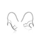 925 Sterling Silver Cat Earrings Silver - One Size