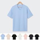 V-neck Colored Textured T-shirt