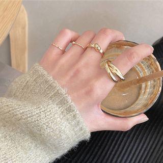 Set Of 4: Alloy Open Ring (assorted Designs) Set Of 4 - Gold - One Size