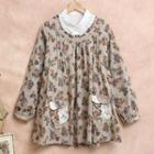 Long-sleeve Lace Panel Floral Top