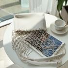 Pleather Panel Net Beach Bag & Pouch Ivory - One Size