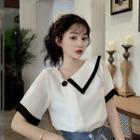 Short-sleeve Irregular Chiffon Blouse