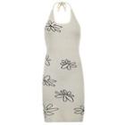 Halter-neck Floral Print Knit Mini Bodycon Dress