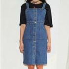 Denim Strappy Sheath Dress