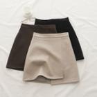 Plain Woolen Split A-line Skirt