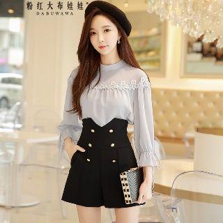 Double-breasted High-waist Shorts