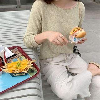 Round-neck Drop-shoulder Summer Knit Top
