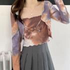 Tie-dyed Cropped Light Jacket / Tie-dyed Tube Top