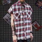 Plaid Cap-sleeve Shirt