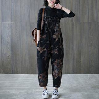 Print Denim Dungaree Pants