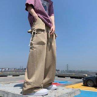 Mid Waist Wide Leg Cargo Pants