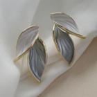 Leaf Alloy Earring 1 Pair - Blue & White - One Size