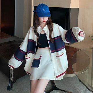 Color Panel Sweatshirt / Mini A-line Skirt